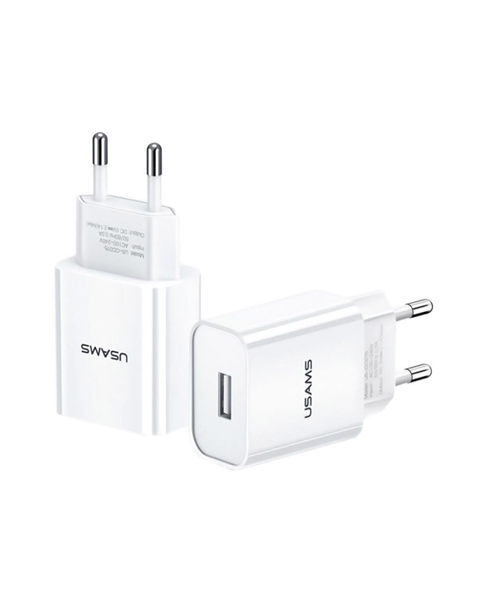 USAMS φορτιστής τοίχου T18, 1x USB, 2.1A, λευκός