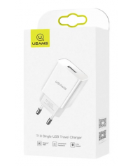 USAMS φορτιστής τοίχου T18, 1x USB, 2.1A, λευκός