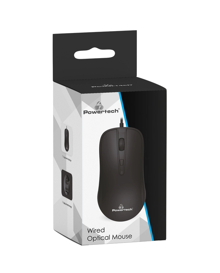 POWERTECH ενσύρματο ποντίκι , οπτικό, 1600DPI, μαύρο