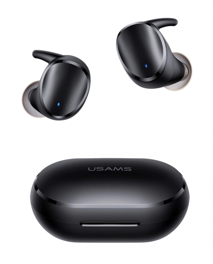 USAMS earphones με θήκη φόρτισης LX08, True Wireless, μαύρα