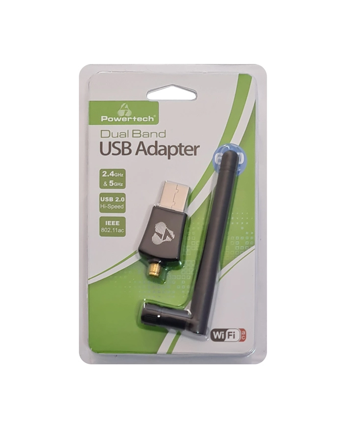 POWERTECH ασύρματος USB αντάπτορας , 600Mbps, 2.4/5GHz
