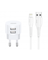 USAMS φορτιστής τοίχου T18, 1x USB, 2.1A, λευκός