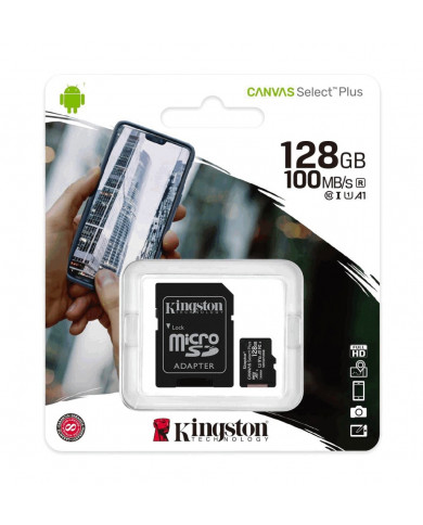 Κάρτα Μνήμης Kingston Canvas Select Plus+ MicroSDXC Class 10 με SD Αντάπτορα έως 100MB/s SDCS2/128GB Κάρτα Μνήμης Kingston Canvas Select Plus+ MicroSDXC Class 10 με SD Αντάπτορα έως 100MB/s SDCS2/128GB
