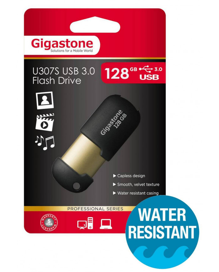 USB 3.0 Gigastone Flash Drive U307S 128GB Μαύρο Professional Series Metal Frame