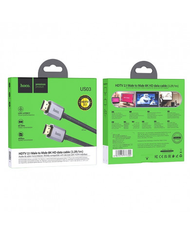 Καλώδιο σύνδεσης HDMI Hoco US03 HDMI 2.1 σε 8K 60Hz Ultra HD 48Gbps 1m Μαύρο