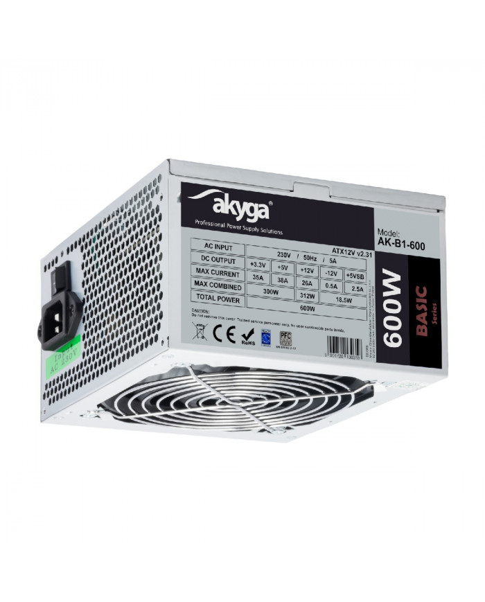Τροφοδοτικό ATX Akyga AK-B1-600 P4 PCI-E 6+2 pin 4x SATA 2x Molex PPFC FAN 12cm Τροφοδοτικό ATX Akyga AK-B1-600 P4 PCI-E 6+2 pin 4x SATA 2x Molex PPFC FAN 12cm