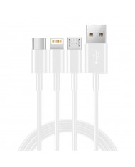 Καλώδιο σύνδεσης Hoco X47 Harbor 3 σε 1 USB σε Micro-USB, Lightning, USB-C 2.4A Γκρι 0.25m