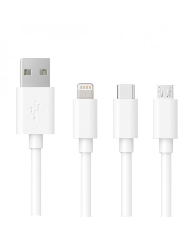 Καλώδιο Σύνδεσης και Φόρτισης Ancus Flow E44 USB 3 σε 1 Micro-USB, USB-C, Lightning 3.0A Λευκό 1μ. Καλώδιο Σύνδεσης και Φόρτισης Ancus Flow E44 USB 3 σε 1 Micro-USB, USB-C, Lightning 3.0A Λευκό 1μ.