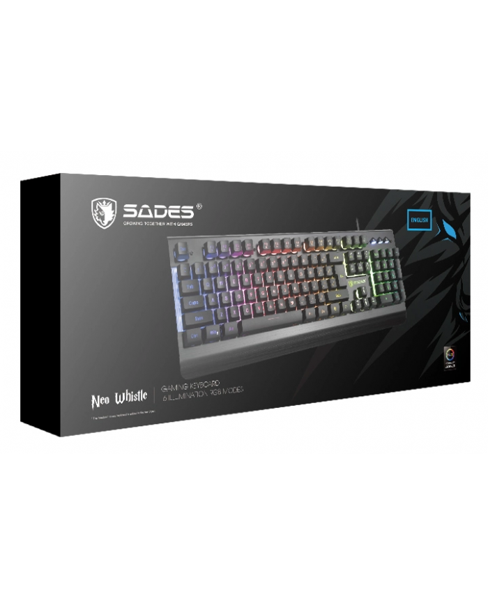 SADES gaming πληκτρολόγιο Neo Whistle SA-KB105, RGB, αθόρυβο, μαύρο