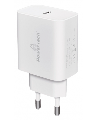 POWERTECH φορτιστής τοίχου PT-1043, USB-C, PD QC3.0, 30W, λευκός