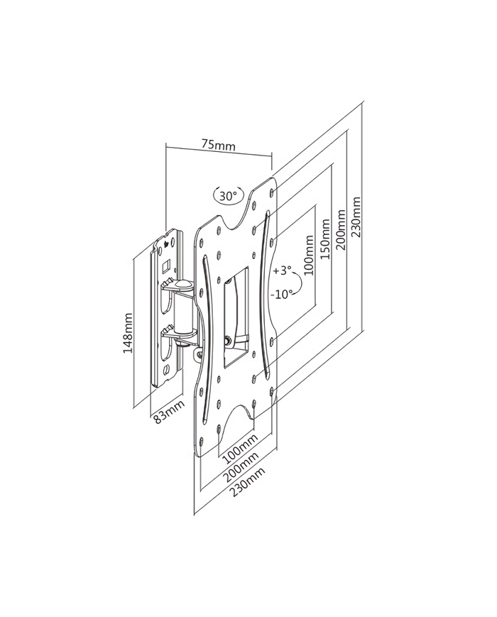 BRATECK επιτοίχια βάση  για οθόνη 23-42", 30kg