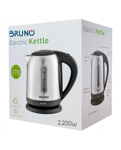 BRUNO Ηλεκτρικός βραστήρας, 2200W, 1.7lt, βάση 360° BRUNO Ηλεκτρικός βραστήρας, 2200W, 1.7lt, βάση 360°