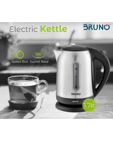 BRUNO Ηλεκτρικός βραστήρας, 2200W, 1.7lt, βάση 360°