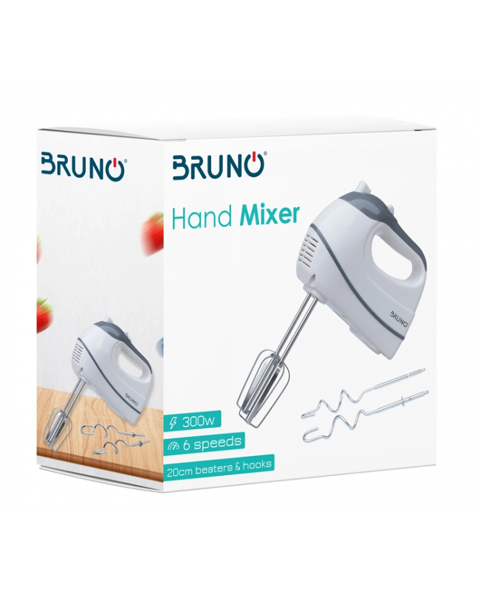 BRUNO Μίξερ χειρός, 6 ταχύτητες, 20cm αναδευτήρες & ζυμωτήρες, 300W BRUNO Μίξερ χειρός, 6 ταχύτητες, 20cm αναδευτήρες & ζυμωτήρες, 300W