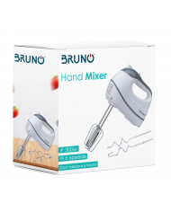 BRUNO Μίξερ χειρός, 6 ταχύτητες, 20cm αναδευτήρες & ζυμωτήρες, 300W BRUNO Μίξερ χειρός, 6 ταχύτητες, 20cm αναδευτήρες & ζυμωτήρες, 300W