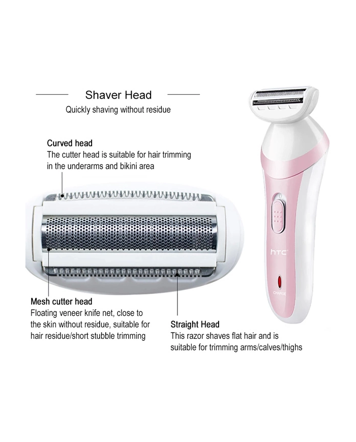 HTC αποτριχωτική μηχανή , 3 σε 1, επαναφορτιζόμενη, ροζ