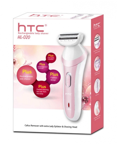 HTC αποτριχωτική μηχανή , 3 σε 1, επαναφορτιζόμενη, ροζ