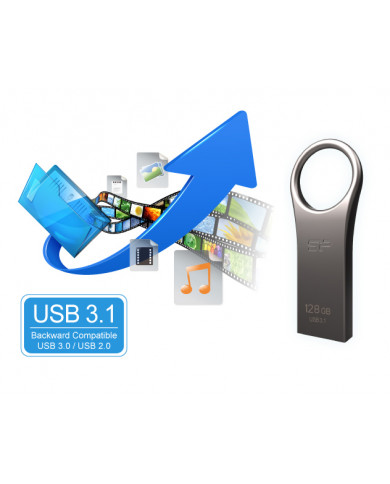 SILICON POWER USB Flash Drive Jewel 80, 64GB, USB 3.2, Titanium