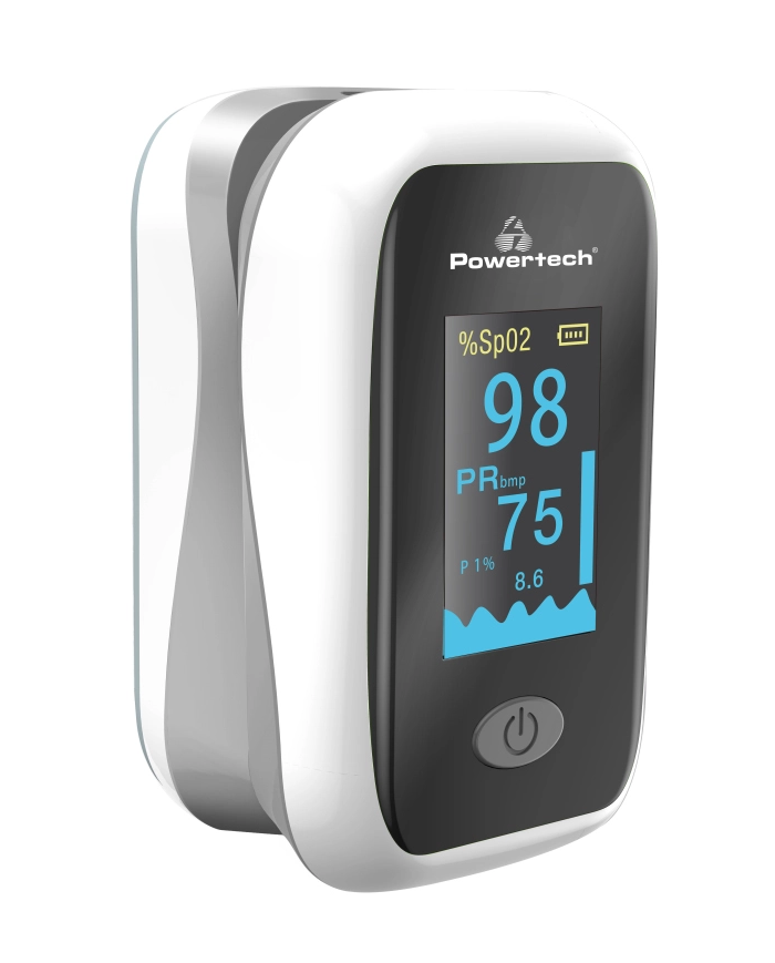 POWERTECH παλμικό οξύμετρο δακτύλου , OLED οθόνη, λευκό