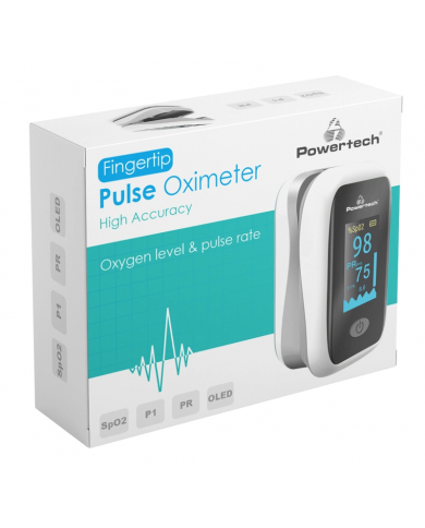 POWERTECH παλμικό οξύμετρο δακτύλου , OLED οθόνη, λευκό
