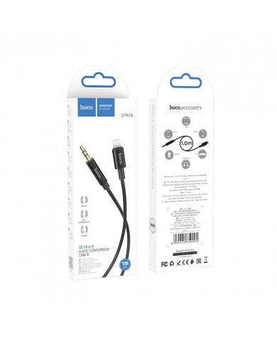 Καλώδιο σύνδεσης Ήχου Hoco UPA19 Braided Lightning Αρσενικό σε 3.5mm Αρσενικό Μαύρο 1m