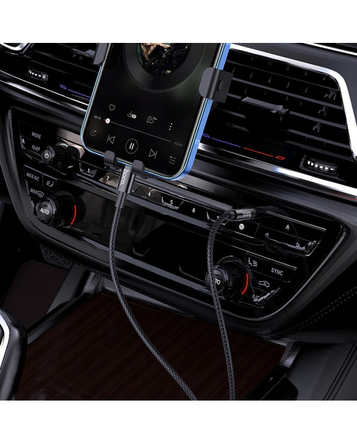 Καλώδιο σύνδεσης Ήχου Hoco UPA19 Braided Lightning Αρσενικό σε 3.5mm Αρσενικό Μαύρο 1m