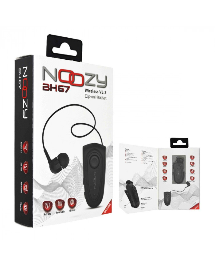 Bluetooth Hands Free Noozy Roller BH67 Bluetooth V.5.3 με Δόνηση Multi Pairing Μαύρο