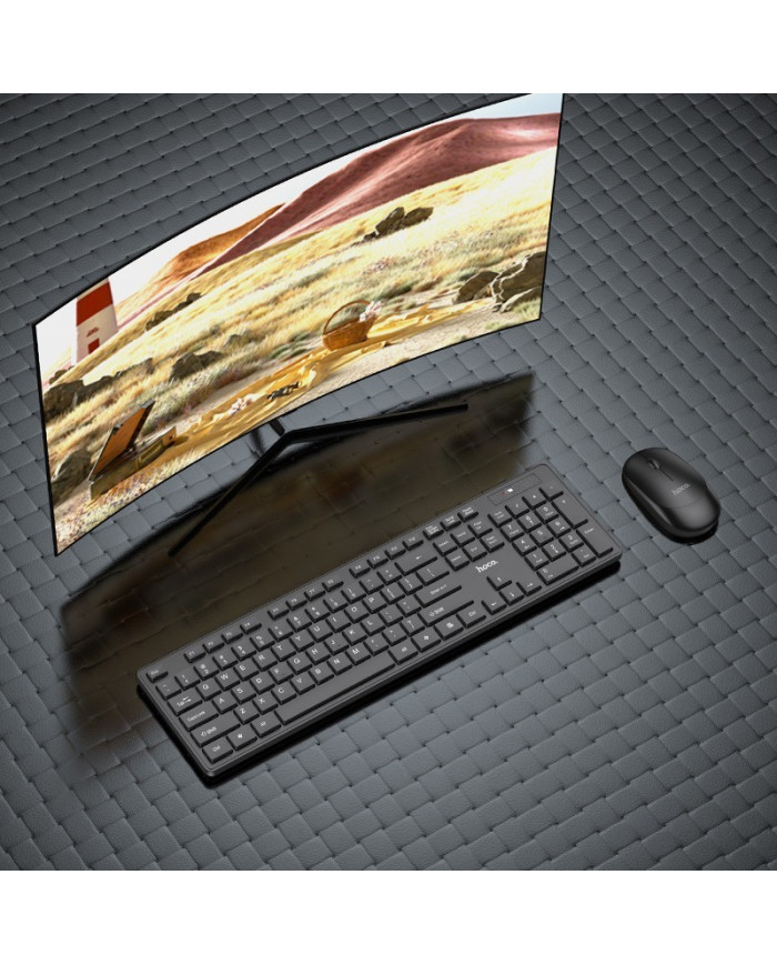Πληκτρολόγιο και Ποντίκι Hoco GM17 Wireless Business Set Full Size, 104 Πλήκτρα 2.4GHz USB Dongle Μαύρο