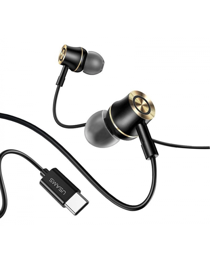USAMS earphones με μικρόφωνο US-SJ482, Type-C, 10mm, 1.2m, μαύρα