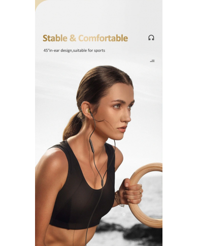 USAMS earphones με μικρόφωνο US-SJ482, Type-C, 10mm, 1.2m, μαύρα