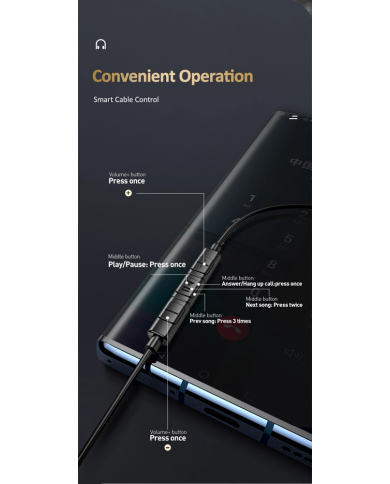 USAMS earphones με μικρόφωνο US-SJ482, Type-C, 10mm, 1.2m, μαύρα