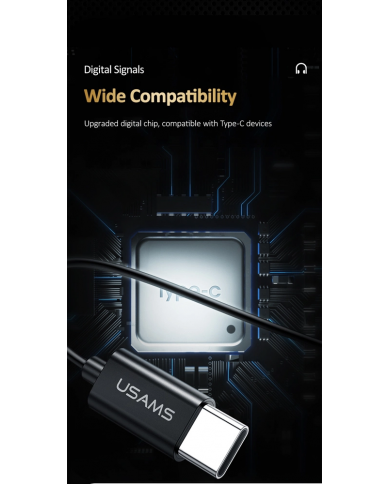 USAMS earphones με μικρόφωνο US-SJ482, Type-C, 10mm, 1.2m, μαύρα