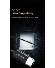 USAMS earphones με μικρόφωνο US-SJ482, Type-C, 10mm, 1.2m, μαύρα