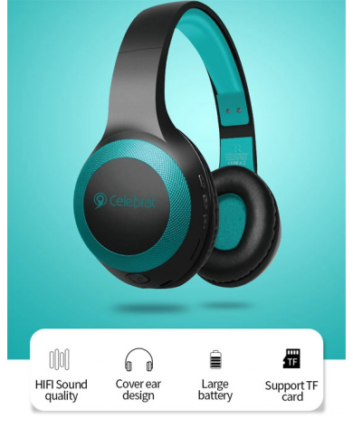 CELEBRAT headphones με μικρόφωνο , bluetooth, 40mm, μαύρο-μπλε CELEBRAT headphones με μικρόφωνο , bluetooth, 40mm, μαύρο-μπλε
