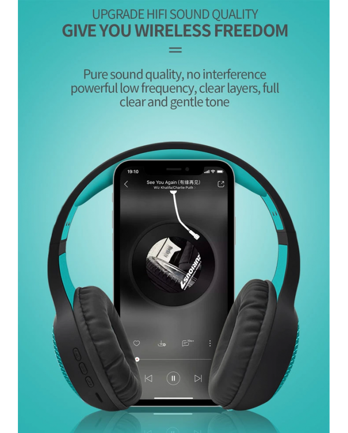 CELEBRAT headphones με μικρόφωνο , bluetooth, 40mm, μαύρο-μπλε