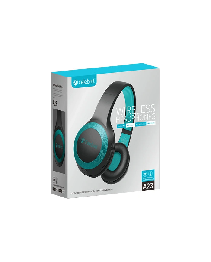 CELEBRAT headphones με μικρόφωνο , bluetooth, 40mm, μαύρο-μπλε