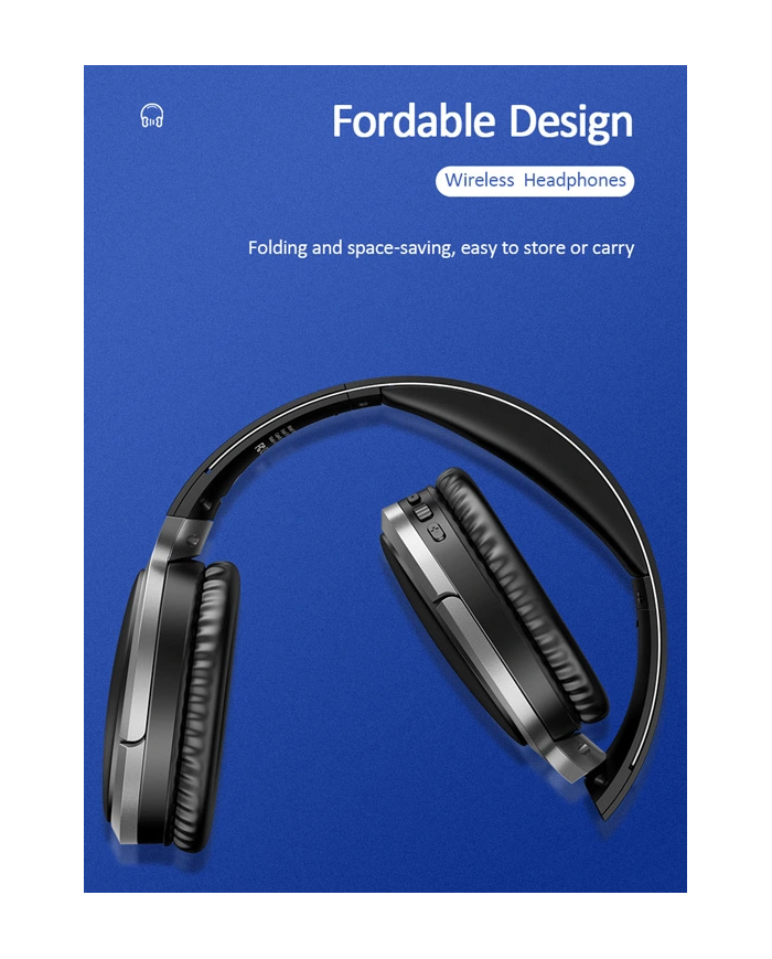 USAMS bluetooth headphones , wireless & wired, 40mm, μαύρα