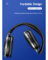 USAMS bluetooth headphones , wireless & wired, 40mm, μαύρα