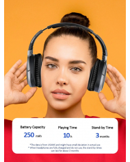 USAMS bluetooth headphones , wireless & wired, 40mm, μαύρα