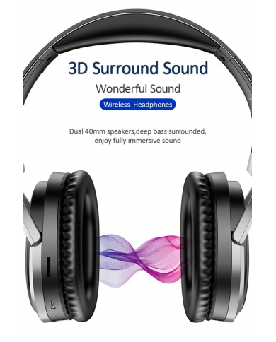 USAMS bluetooth headphones , wireless & wired, 40mm, μαύρα USAMS bluetooth headphones , wireless & wired, 40mm, μαύρα