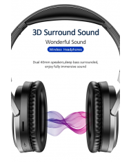 USAMS bluetooth headphones , wireless & wired, 40mm, μαύρα