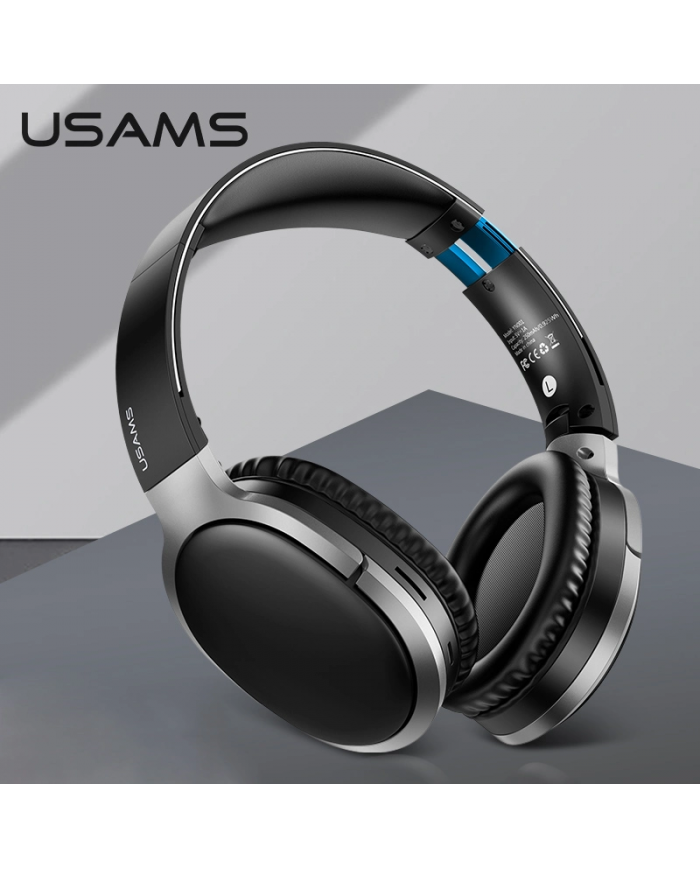 USAMS bluetooth headphones , wireless & wired, 40mm, μαύρα