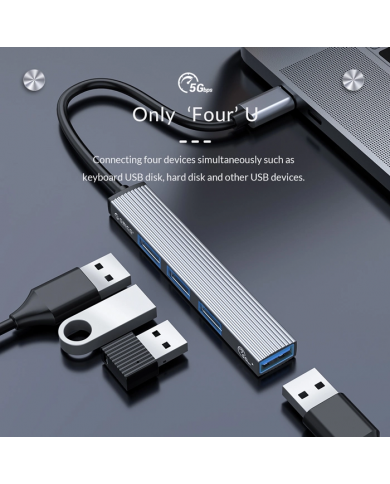 ORICO USB-C hub A, 4x USB ports, γκρι ORICO USB-C hub A, 4x USB ports, γκρι