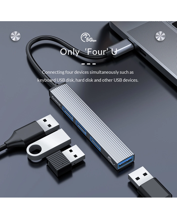 ORICO USB-C hub A, 4x USB ports, γκρι