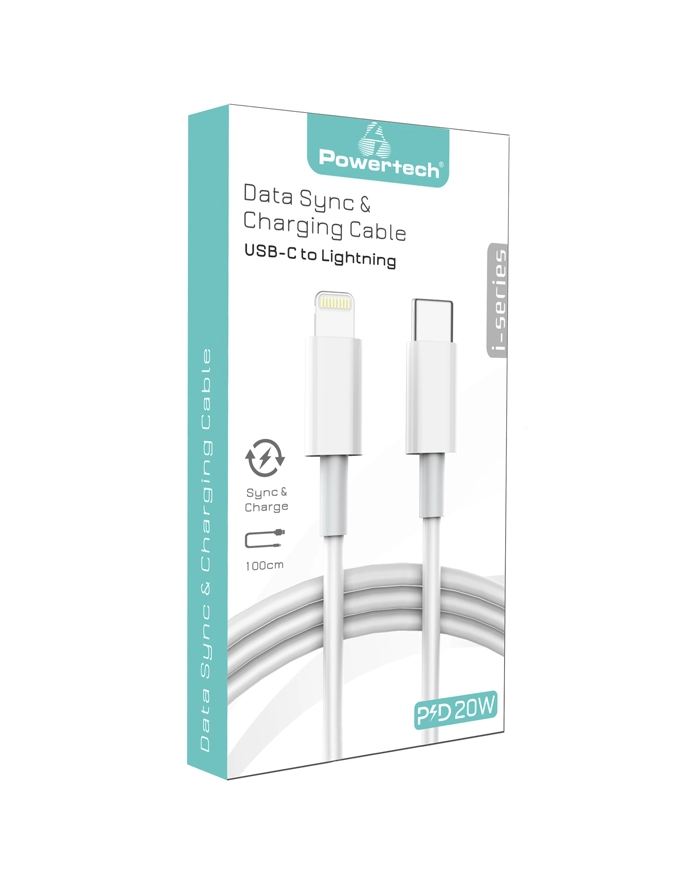 POWERTECH καλώδιο USB-C σε Lightning , 20W, PD, 1m, λευκό