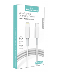 POWERTECH καλώδιο USB-C σε Lightning , 20W, PD, 1m, λευκό
