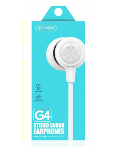 CELEBRAT Earphones G4 με μικρόφωνο, 10mm, 1.2m, λευκό CELEBRAT Earphones G4 με μικρόφωνο, 10mm, 1.2m, λευκό