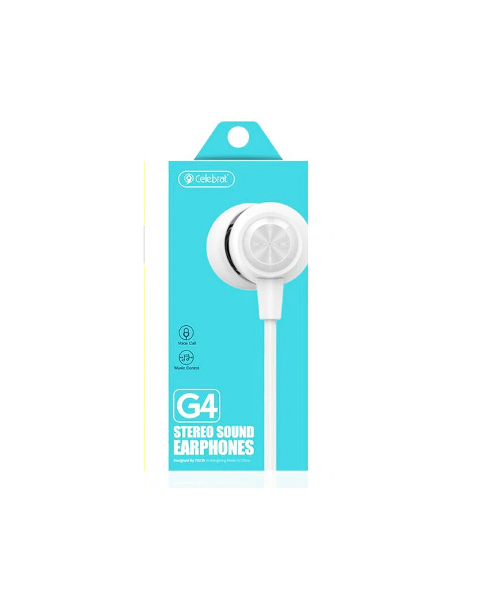 CELEBRAT Earphones G4 με μικρόφωνο, 10mm, 1.2m, λευκό
