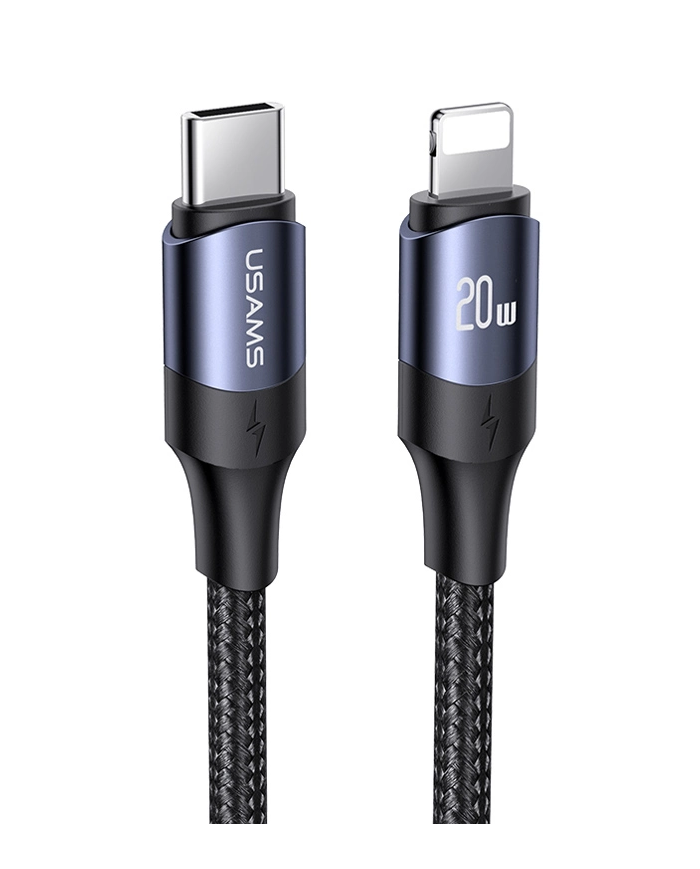 USAMS καλώδιο Lightning σε USB-C US-SJ521, 20W PD, 1.2m, μαύρο