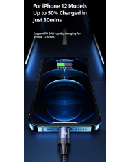 USAMS καλώδιο Lightning σε USB-C US-SJ521, 20W PD, 1.2m, μαύρο